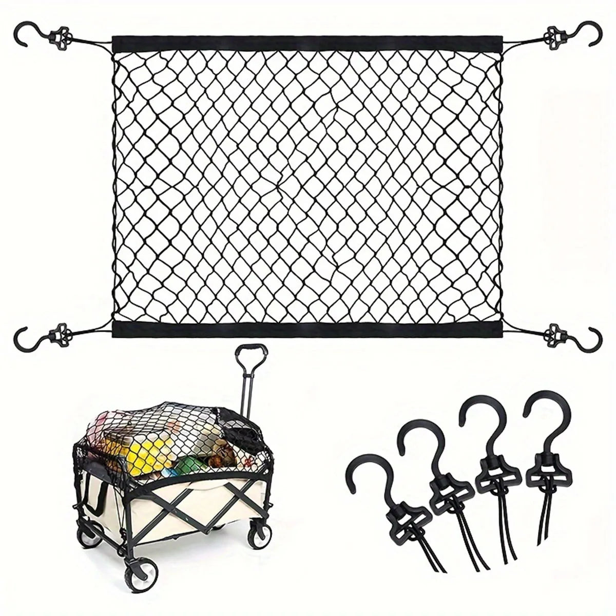 Camping cart guard net, camping cart net bag, small cart guard net, garden cart fixed net, campcart storage net