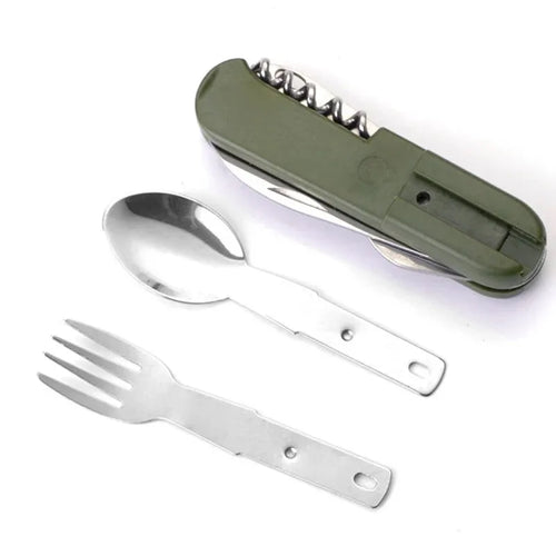 Camping Cutlery Stainless Steel Folding Knife Fork Spoon Portable Outdoor Tableware Camping Equipmen