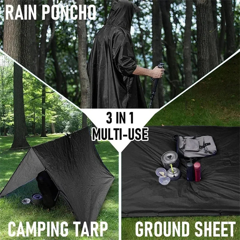 3-in-1 Waterproof Ripstop Rain Poncho