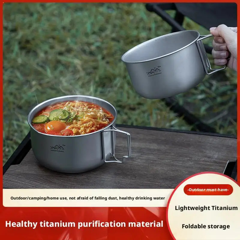 Titanium Camping Pot Collapsible Lightweight Portable Soup Pot For Outdoor Backpacking Hiking Cooking