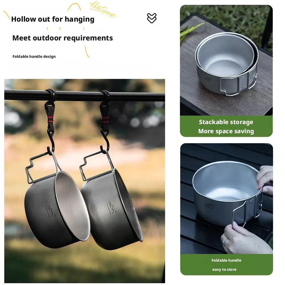 Titanium Camping Pot Collapsible Lightweight Portable Soup Pot For Outdoor Backpacking Hiking Cooking