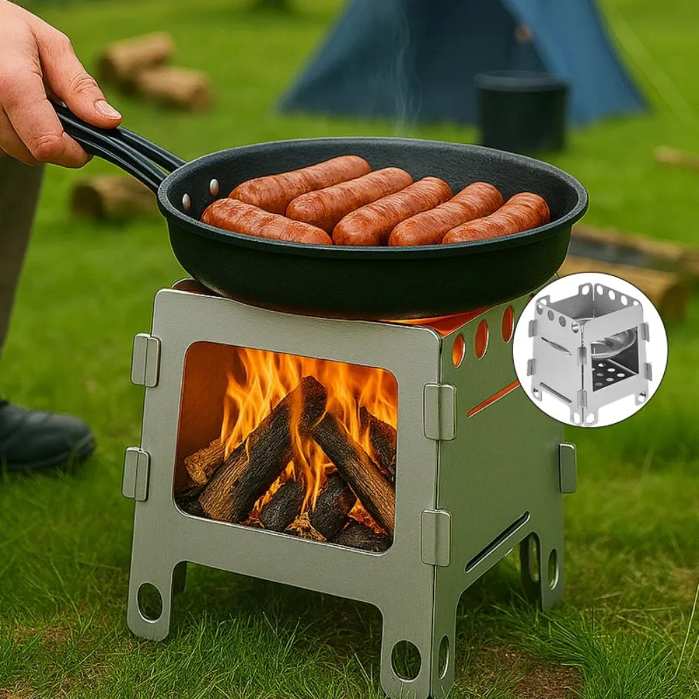 Camping Furnace Wood Stove Alcohol Stove Stainless Steel Portable Camping Stove Outdoor Stove Camping Equipment Cooking Hiking