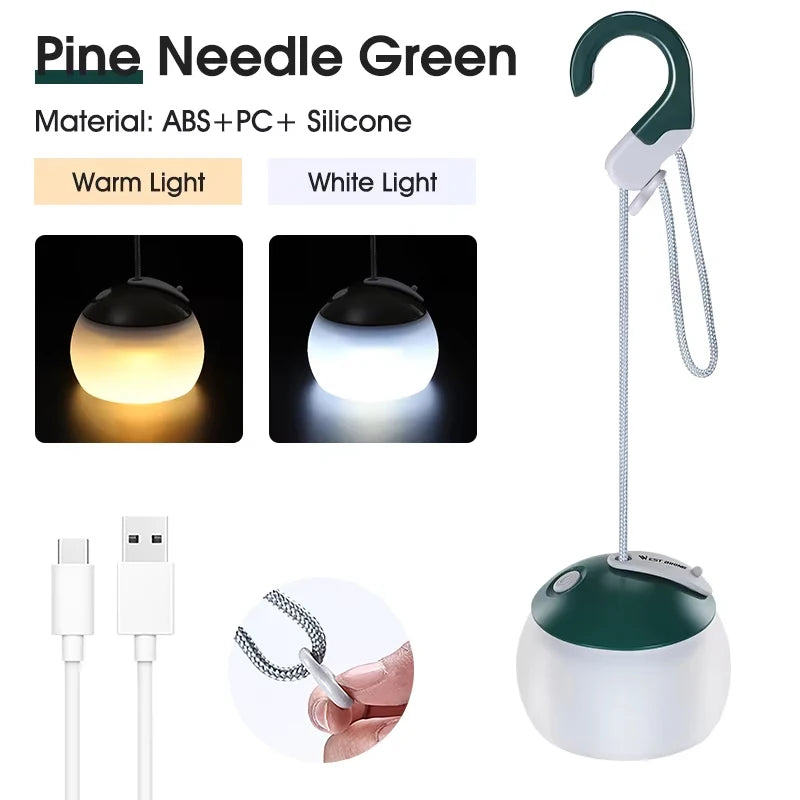 WEST BIKING Camping Tent Hanging Light Portable Camping Lanterns USB Rechargeable Led Light Camp Lamp for Outdoor Emergency
