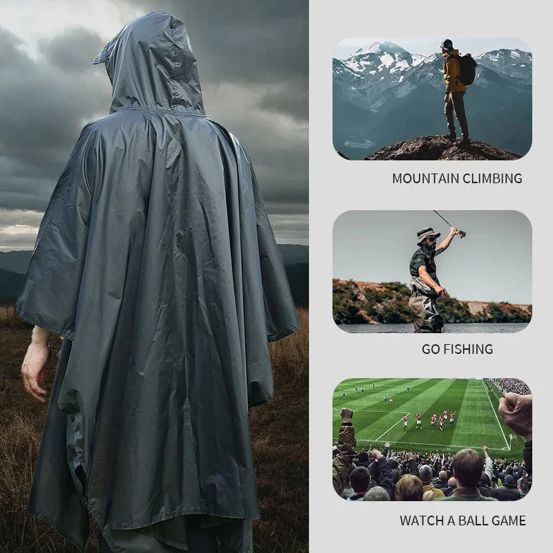 3-in-1 Waterproof Ripstop Rain Poncho