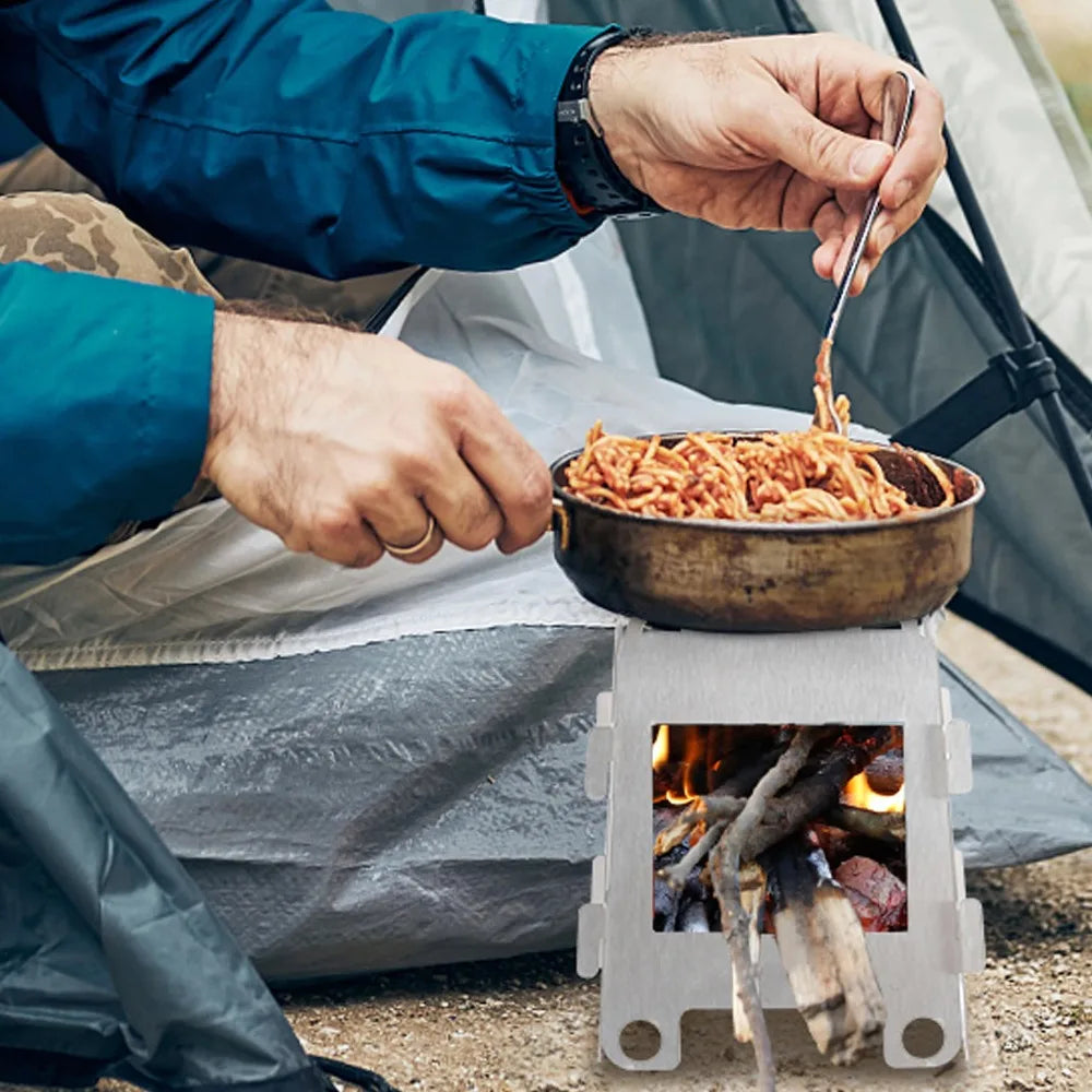 Camping Furnace Wood Stove Alcohol Stove Stainless Steel Portable Camping Stove Outdoor Stove Camping Equipment Cooking Hiking