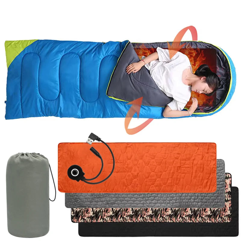 Outdoor Camping USB Heating Sleeping Mat Outdoor Electric Heating Pads Sleeping Bag Mattress For Hiking Travel