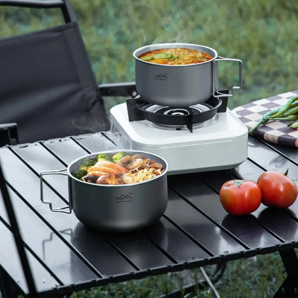 Titanium Camping Pot Collapsible Lightweight Portable Soup Pot For Outdoor Backpacking Hiking Cooking