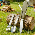 Camping Cutlery Stainless Steel Folding Knife Fork Spoon Portable Outdoor Tableware Camping Equipmen