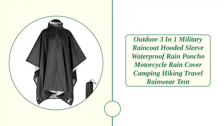 Outdoor 3 In 1 Military Raincoat Hooded Sleeve Waterproof Rain Poncho Motorcycle Rain Cover Camping Hiking Travel Rainwear Tent by@Outfy