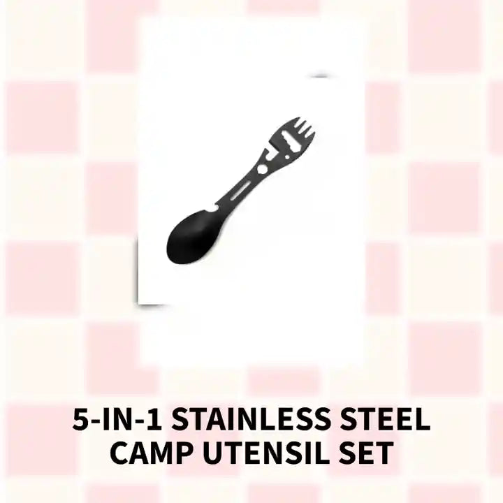 5-in-1 Stainless Steel Camp Utensil Set by@Outfy
