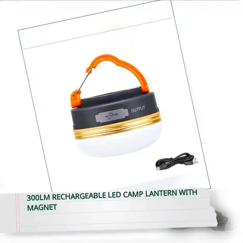 300LM Rechargeable LED Camp Lantern with Magnet by@Outfy
