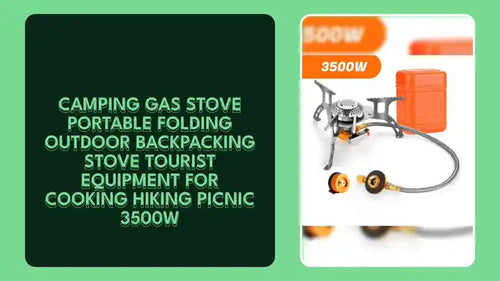 Camping Gas Stove Portable Folding Outdoor Backpacking Stove Tourist Equipment For Cooking Hiking Picnic 3500W by@Outfy