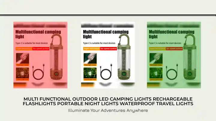 Multi Functional Outdoor LED Camping Lights Rechargeable Flashlights Portable Night Lights Waterproof Travel Lights by@Outfy